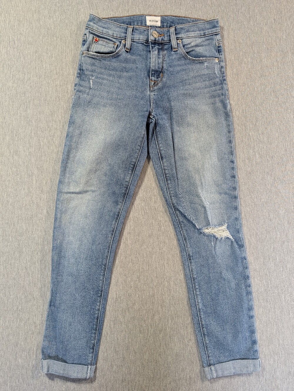 Hudson Natalie Midrise Slim Boyfriend Jeans Women's 25 Blue Distressed